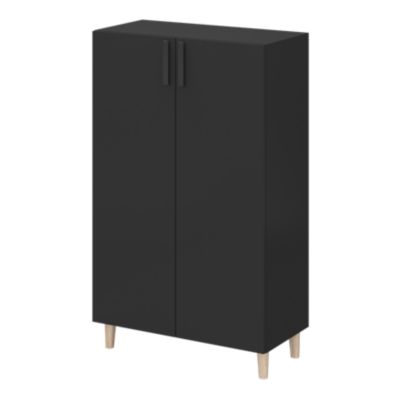 Armoire penderie 2 portes battantes noire GoodHome Atomia Noveleties H. 112,5 x L. 75 x P. 35 cm