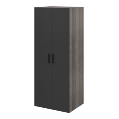 Armoire penderie 2 portes battantes noires, effet chêne grisé GoodHome Atomia Noveleties H. 187,5 x L. 100 x P. 45 cm