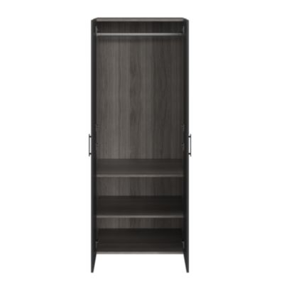 Armoire penderie 2 portes battantes noires, effet chêne grisé GoodHome Atomia Noveleties H. 187,5 x L. 100 x P. 45 cm