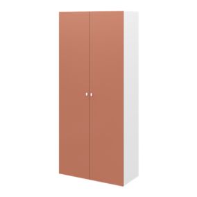 Armoire penderie 2 portes battantes terracotta et blanc GoodHome Atomia H. 225 x L. 100 x P. 45 cm