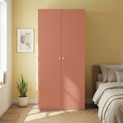 Armoire penderie 2 portes battantes terracotta et blanc GoodHome Atomia H. 225 x L. 100 x P. 45 cm