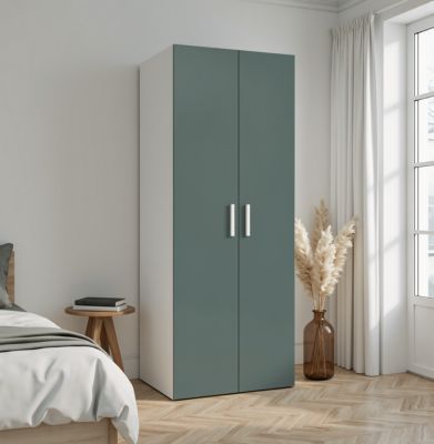 Armoire penderie 2 portes battantes vert forêt et blanc GoodHome Atomia H. 187 x L. 100 x P. 45 cm