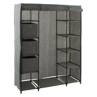 Armoire penderie 3 boîtes tissu gris anthracite - 5 five simply smart