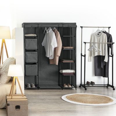 Armoire penderie 3 boîtes tissu gris anthracite - 5 five simply smart