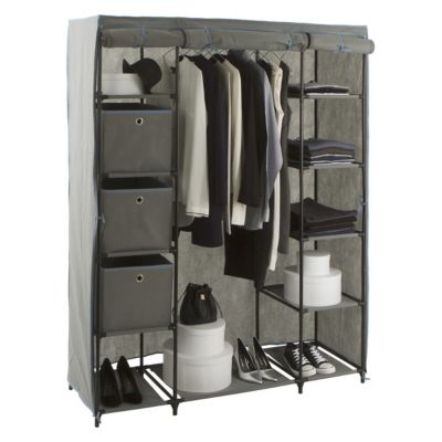 Armoire penderie 3 boîtes tissu gris anthracite - 5 five simply smart