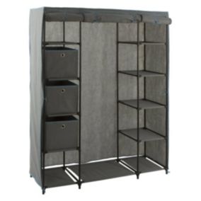 Armoire penderie 3 boîtes tissu gris anthracite - 5Five