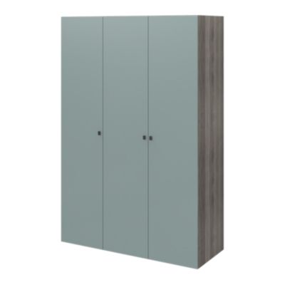 Armoire penderie 3 portes battantes bleu aqua effet chêne grisé GoodHome Atomia H. 225 x L. 150 x P. 58 cm