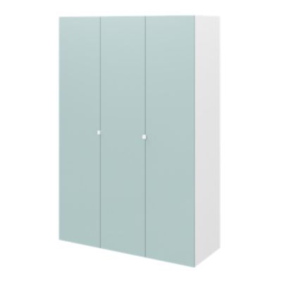 Armoire penderie 3 portes battantes bleu aqua et blanc H.225 x L.150 x ...