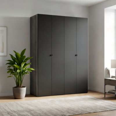 Armoire penderie 4 portes battantes noir GoodHome Atomia H. 225 x L. 150 x P. 58 cm