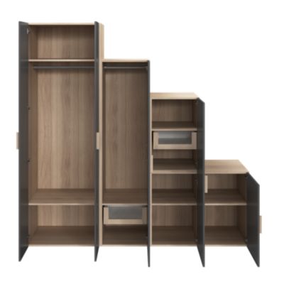 Armoire penderie 5 portes battantes anthracite et effet chêne GoodHome Atomia H. 225 x L. 225 x P. 58 cm