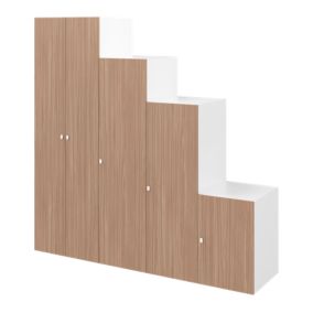 Armoire penderie 5 portes battantes effet chêne chaude et blanc GoodHome Atomia H. 225 x L. 225 x P. 58 cm