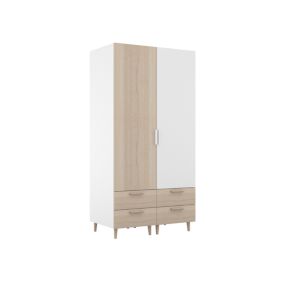 Armoire penderie bicolore 4 tiroirs chambre enfant GoodHome Atomia H. 187,5 x L. 100 x P. 58 cm