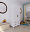 Armoire penderie blanche 4 tiroirs chambre enfant GoodHome Atomia H. 187,5 x L. 50 x P. 58 cm