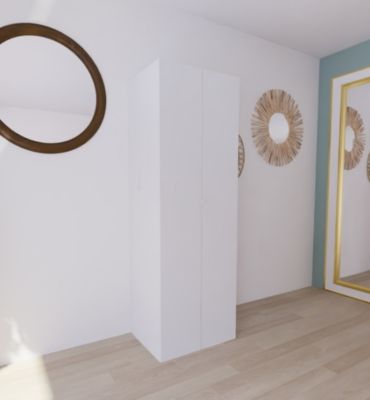 Armoire penderie blanche avec bloc 3 tiroirs GoodHome Atomia H. 225 x L