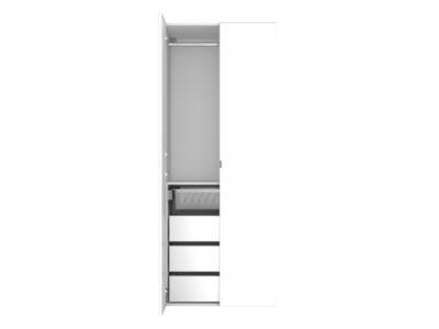 Armoire penderie blanche avec miroir et bloc 3 tiroirs GoodHome Atomia H. 187,5 x L. 75 x P. 58 cm