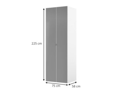 Armoire penderie blanche avec miroir et bloc 3 tiroirs GoodHome Atomia H. 225 x L. 75 x P. 58 cm