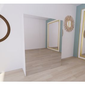 Armoire penderie d'angle effet chêne avec porte battante miroir GoodHome  Atomia H. 225 x L. 100 x P. 89 cm