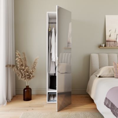 Armoire penderie blanche avec miroir GoodHome Atomia H. 187,5 x L. 50 x P. 58 cm