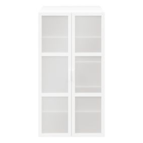 Armoire penderie blanche portes battantes en verre opaque GoodHome Atomia H. 187,5 x L. 100 x P. 60 cm