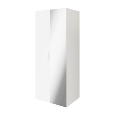 Armoire penderie blanche portes battantes miroir et blanches GoodHome Atomia H. 187,5 x L. 75 x P. 60 cm