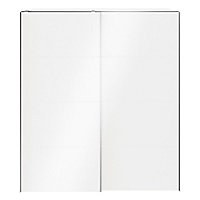 Armoire penderie blanche portes coulissantes blanches brillantes GoodHome Atomia H. 225 x L. 200 x P. 63,5 cm