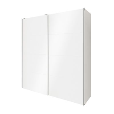 Armoire penderie blanche portes coulissantes blanches brillantes GoodHome Atomia H. 225 x L. 200 x P. 63,5 cm