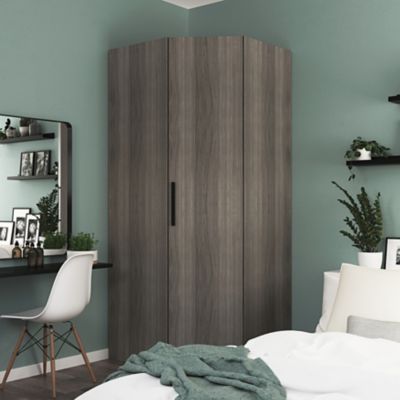 Armoire penderie d'angle effet chêne grisé avec porte battante GoodHome