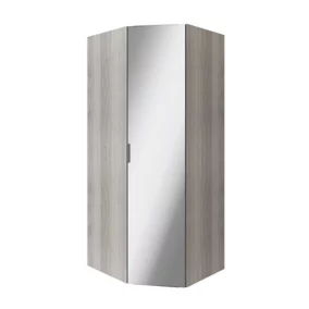Armoire penderie d'angle effet chêne grisé avec porte battante miroir GoodHome Atomia H. 225 x L. 100 x P. 89 cm
