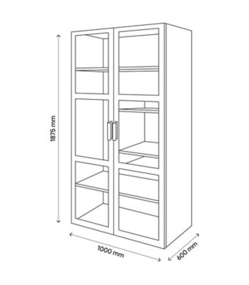 Armoire penderie effet chêne grisé portes battantes en verre opaque GoodHome Atomia H. 187,5 x L. 100 x P. 60 cm