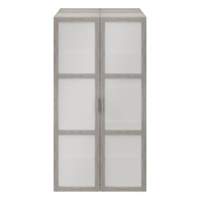 Armoire penderie effet chêne grisé portes battantes en verre opaque GoodHome Atomia H. 187,5 x L. 100 x P. 60 cm