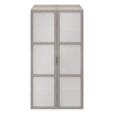 Armoire penderie effet chêne portes battantes blanches sur pieds GoodHome  Atomia H. 197,5 x L. 100 x P. 60 cm