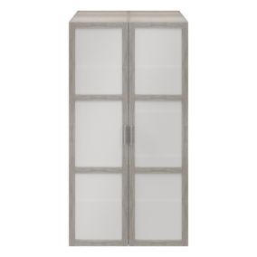 Armoire penderie effet chêne grisé portes battantes en verre opaque GoodHome Atomia H. 187,5 x L. 100 x P. 60 cm