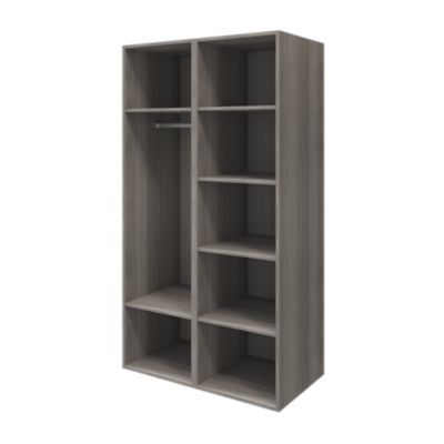 Armoire penderie effet chêne grisé portes battantes en verre opaque GoodHome Atomia H. 187,5 x L. 100 x P. 60 cm