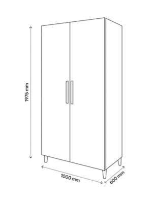 Armoire penderie effet chêne portes battantes blanches sur pieds GoodHome  Atomia H. 197,5 x L. 100 x P. 60 cm