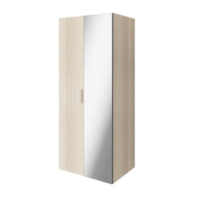 Armoire penderie effet chêne portes battantes miroir et effet chêne GoodHome Atomia H. 187,5 x L. 75 x P. 60 cm