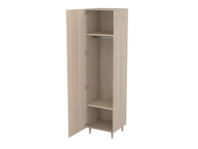 Armoire penderie effet chêne sur pieds chambre enfant GoodHome Atomia H. 198,5 x L. 50 x P. 58 cm