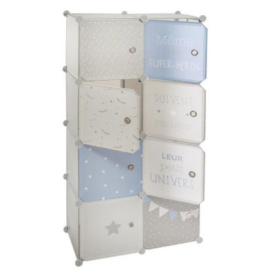 Armoire Penderie Enfants "Univers" 124cm Bleu