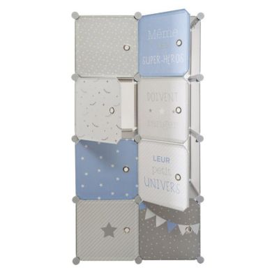 Armoire Penderie Enfants "Univers" 124cm Bleu