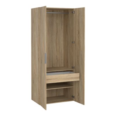 Armoire penderie portes battantes effet chêne Albas H. 200,6 x L. 80,3 x P. 51,9 cm