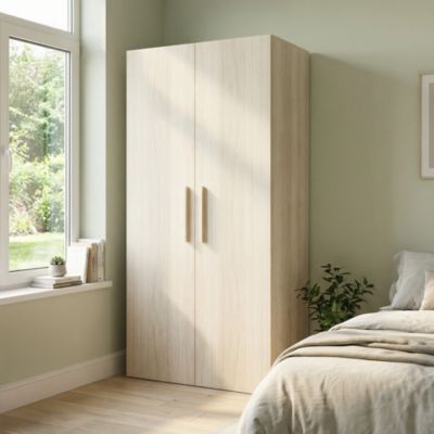 Armoire penderie portes battantes effet chêne GoodHome Atomia H. 187,5 x L. 100 x P. 60 cm