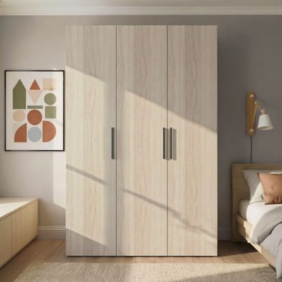 Armoire penderie portes battantes effet chêne GoodHome Atomia H. 225 x L. 150 x P. 60 cm