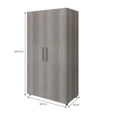 Armoire penderie portes battantes effet chêne grisé GoodHome Atomia H. 187,5 x L. 100 x P. 60 cm