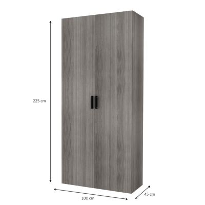 Armoire penderie portes battantes effet chêne grisé GoodHome Atomia H. 225 x L. 100 x P. 45 cm