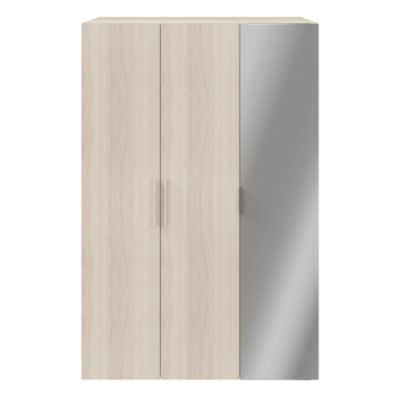 Armoire penderie portes battantes miroir et effet chêne GoodHome Atomia H. 225 x L. 150 x P. 60 cm