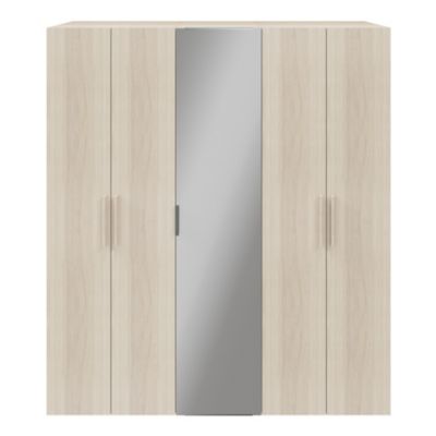 Armoire penderie portes battantes miroir et effet chêne GoodHome Atomia