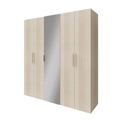 Armoire penderie portes battantes miroir et effet chêne GoodHome Atomia H. 225 x L. 200 x P. 60 cm