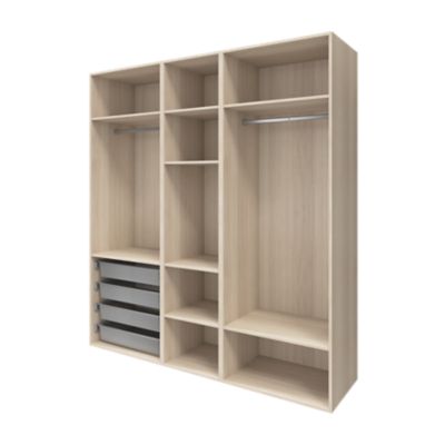 Armoire penderie portes battantes miroir et effet chêne GoodHome Atomia H. 225 x L. 200 x P. 60 cm