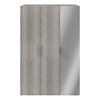 Armoire penderie portes battantes miroir et effet chêne grisé GoodHome Atomia H. 225 x L. 150 x P. 60 cm