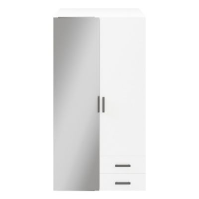Armoire penderie portes battantes miroir et tiroirs blanche GoodHome Atomia H. 187,5 x L. 100 x P. 60 cm