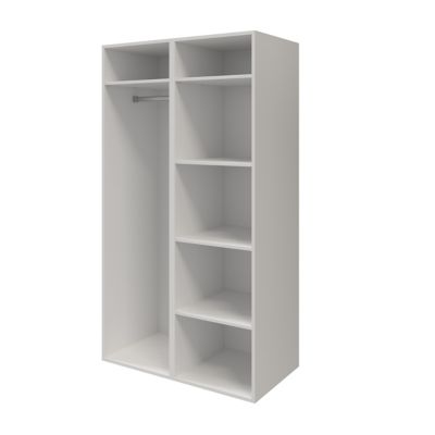 Armoire penderie portes battantes miroir et tiroirs blanche GoodHome Atomia H. 187,5 x L. 100 x P. 60 cm